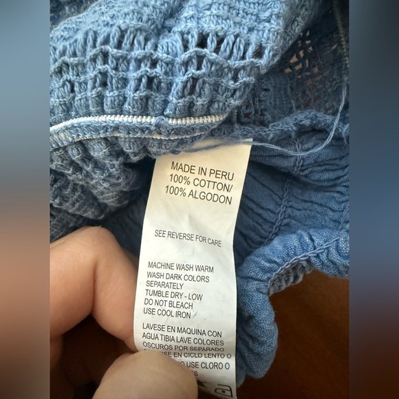 Blanco By Nature Azure Blue Smocked Puff-Sleeve Crop Top Size Small - Picture 4 of 5